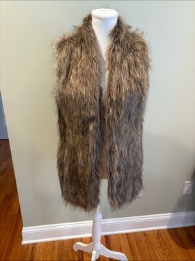 Banana Republic Faux Fur Trim Open Vest - Taupe
